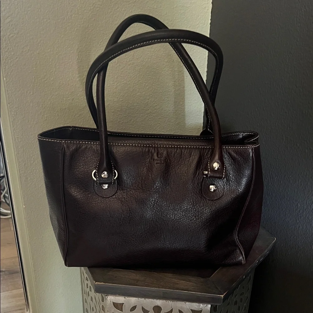 1 hour sale ♠️ Kate Spade, Elegant Dark Brown Leather Tote Bag